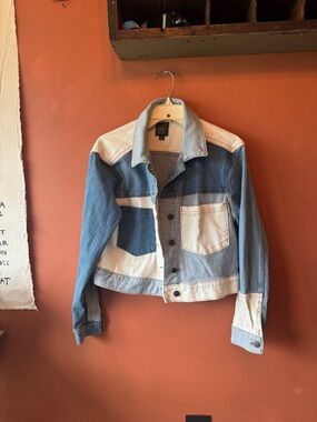 wild fable Two-Tone Blue & White Denim Jacket